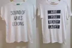 1回着用＆未着用洗濯のみ美品 白Tシャツ デザイン違い2枚まとめ売り