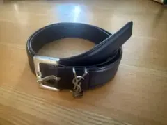 サンローラン YSLロゴ付き黒レザーベルト ベルト