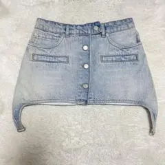Courreges クレージュ ミニタイトスカート デニム バックル付 コットンのサムネイル