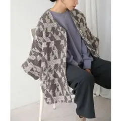 【タグ付き未使用】中綿入り ツイード ノーカラーコート Bou Jeloud