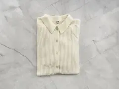 ユニクロ メリノリブポロカーディガン ニット ホワイト XL