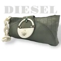美品　ディーゼル　ハンドバッグ　クラッチバッグ　チェーン　レザー　y2k 緑