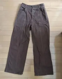 ハイウエスト ボタンフライ デニムパンツ ブラウン