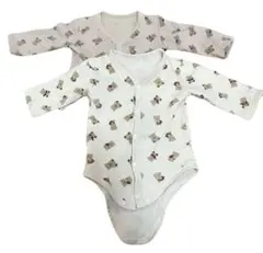 クマ柄 長袖ロンパース 2枚セット