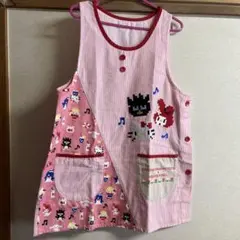 ストライプデザインエプロン ハローキティ刺繍　保育士　介護士　看護師
