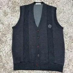 ダークグレー ニットベスト Vネック