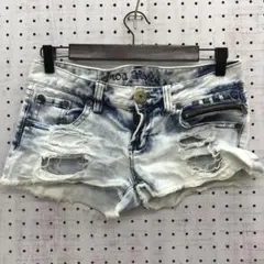 ネオギャル 古着 スタッズ ケミカルウォッシュクラッシュデニムショートパンツ