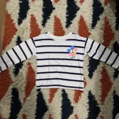 baby GAP ボーダートップス 花 ホワイト/ネイビー 105