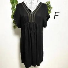 メゾンドプラージュ・F 半袖シャツ ブラウス Vネック チュニック ブラックのサムネイル