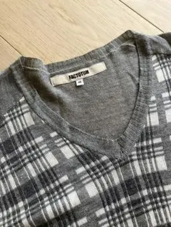 FACTOTUM チェック柄 Vネックサマーニット 46