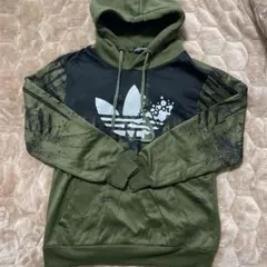 adidas オリーブグリーン ブラック パーカー XL