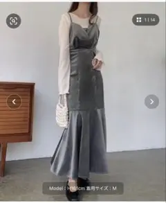 フロントデザインべロアキャミワンピース　ZOZOTOWN