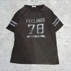 ヴィンテージ風リンガーTシャツ　78プリント　Lサイズ　ブラウン　古着