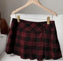 赤 チェックスカート M