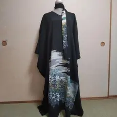 正絹 友禅 作家物 黒留袖 着物リメイク ロングドレス セミオーダー