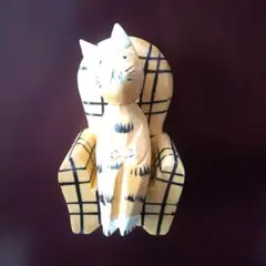 木製　猫　置物‼️