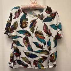 ハワイのZARA TRFで購入フェザー柄 半袖Tシャツ フリーサイズのサムネイル