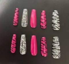 ゼブラ柄ギャルネイルチップ