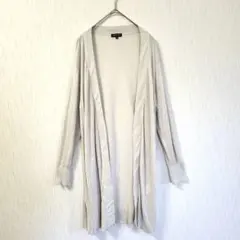 【INDIVI】インディヴィ ロング カーディガン 光沢 ラメ アイボリー 38
