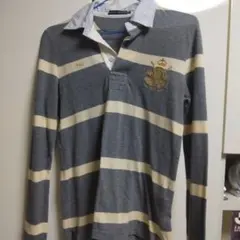 RALPH LAUREN ラガーシャツ グレー×ホワイト Mのサムネイル