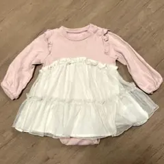 ブランシェス　ワンピース　女の子　長袖　80 チュール　ピンク　フリル