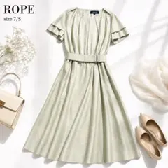 美品 ROPE ロペ 半袖ワンピース ベルト付 7 S 上品のサムネイル