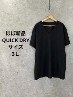 QUICK DRY VネックTシャツ ブラック速乾 ビッグ メンズ レディースのサムネイル