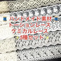 ❇✨ハンドメイド素材✨トーションレース/ケミカルレース5種 Eセット