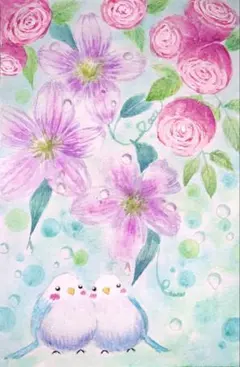 ♡たまみな♡様専用水彩画 海の中の小鳥 値段は※900円です - メルカリ