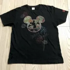 Mickey Mouse 花火柄 Tシャツ ブラック　メンズMのサムネイル