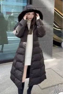 【試着のみ】Radyフード付きロングダウンジャケット ブラック