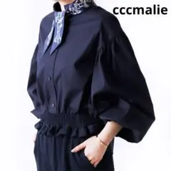 cccmalie シーマリー　キャップスリーブ　半袖ブラウス　ネイビー　Navy cccmalie シーマリー キャップスリーブ 半袖ブラウス ネイビー