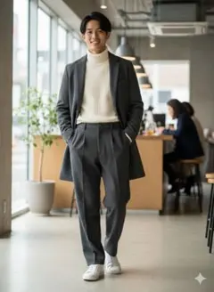 ✨これから寒い時期に micmac グレー スラックス ウール素材