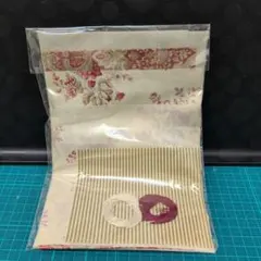 布地セット 花柄 ストライプ刺繍糸付き