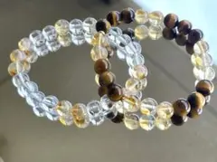 【天然石】シトリン *タイガーアイブレスレット 珠径 約8mm 【新品、未使用】