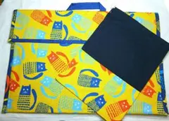 入学　防災頭巾カバー　CUTOUT猫プリント　中綿　背もたれ側防水樹脂素材