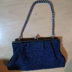 ネイビー ビーズ バッグ