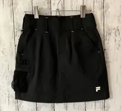 【美品】FILA フィラゴルフ 両面ロゴ ストレッチ ショートスカート 黒 XS