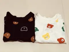 くま総柄長袖Tシャツ2枚80size