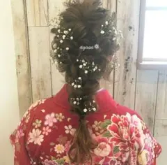 かすみ草 髪飾り 結婚式 成人式　生花　袴　七五三　卒業式　和装　入学式