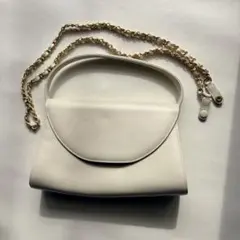 HANAE MORI ホワイトレザーショルダー 2wayバッグ ゴールドチェーン