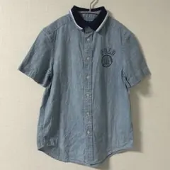 ポロラルフローレン　襟付き半袖シャツ　デニム　ブルー