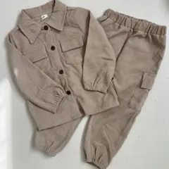 95cm 100cm 薄手コーデュロセットアップ ベージュ 2-3y SHEIN