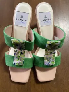 ランバンオンブルー　グリーン　ヒール付きミュール　23cm 新品、未使用