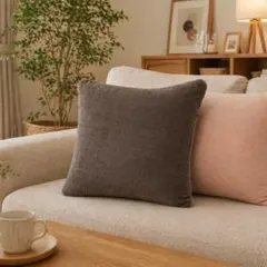 【新品】クッションカバー 45×45cm ブラウン ボア シェニール ファスナー