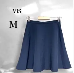 ビス ネイビー フレアスカート M シンプル オフィス 通勤 上品 ビジネス