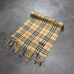 Burberrysバーバリーノバチェックマフラーラムウールイングランド製ベージュ
