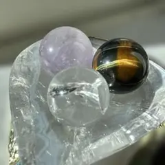 天然石✴︎タイガーアイ&クリスタル&アメジスト/ミニスフィア✴︎3つセット