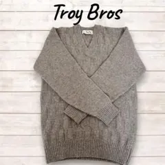 【国産品】Troy Bros グレー メンズ Vネックニットセーター