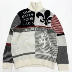 カステルバジャック 総柄　ウール ニット セーター メンズ 50 XL